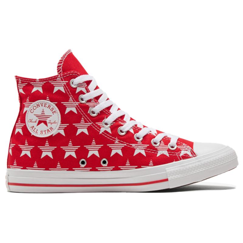 Converse Chuck Taylor All Star Canvas Full of Stars Wrap Non-Slip High-Top Board Shoes Unisex White Red