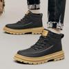 Fashion Men's Boots Genuine Leather Shoes High Quality Lace Up Motorcycle Boots  Men Casual Shoes