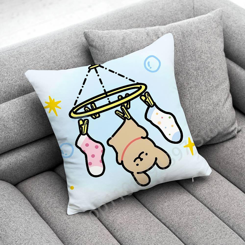 Korea Line Puppy Maltese Dog Throw Pillow Case For 30x30cm 40x40cm 45x45cm 50x50cm 55x55cm Square Sofa Pillowcase Shell