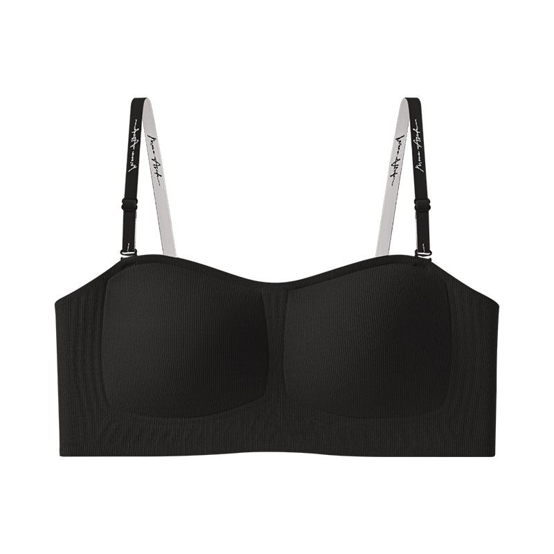 Seamless Wire-Free Bandeau Bra with Detachable Straps, Anti-Slip & Anti-Sagging Features, Side Support, Fixed Cups for Women.