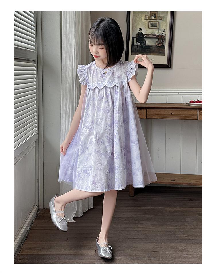 Girls' Dress 2026 New Summer Western Style Children's Clothing Little Girls' Floral Skirt Summer Yarn Skirt Children's Princess Skirt