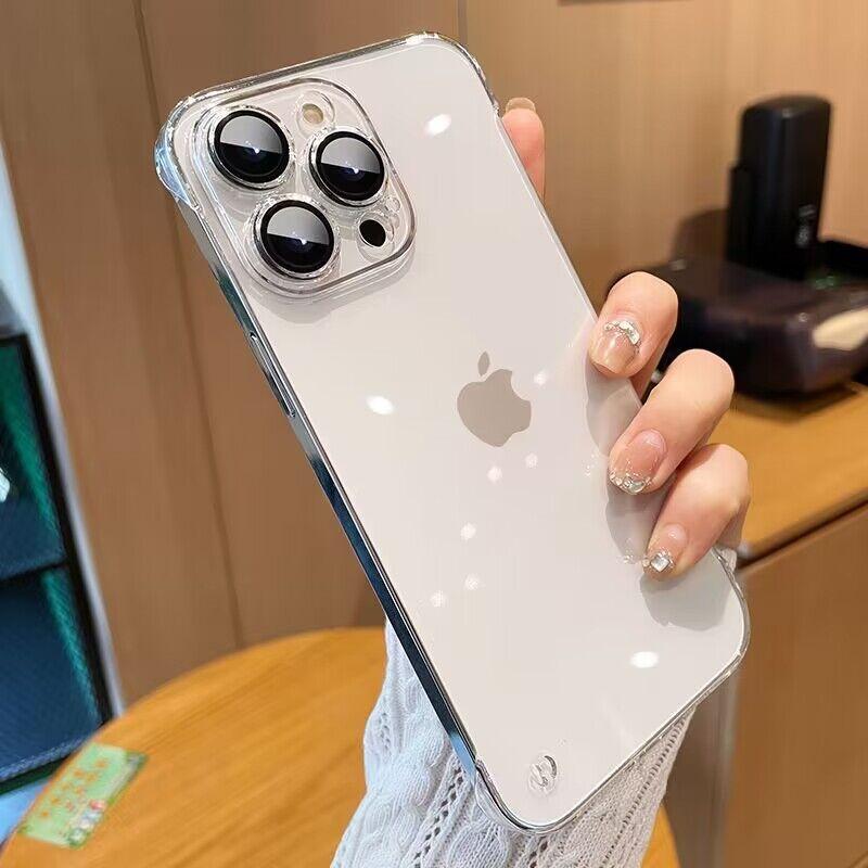 Clear Frameless Hard PC Case for iPhone 16 15 13 12 11 14 Pro MAX  Slim Shockproof Transparent Cover