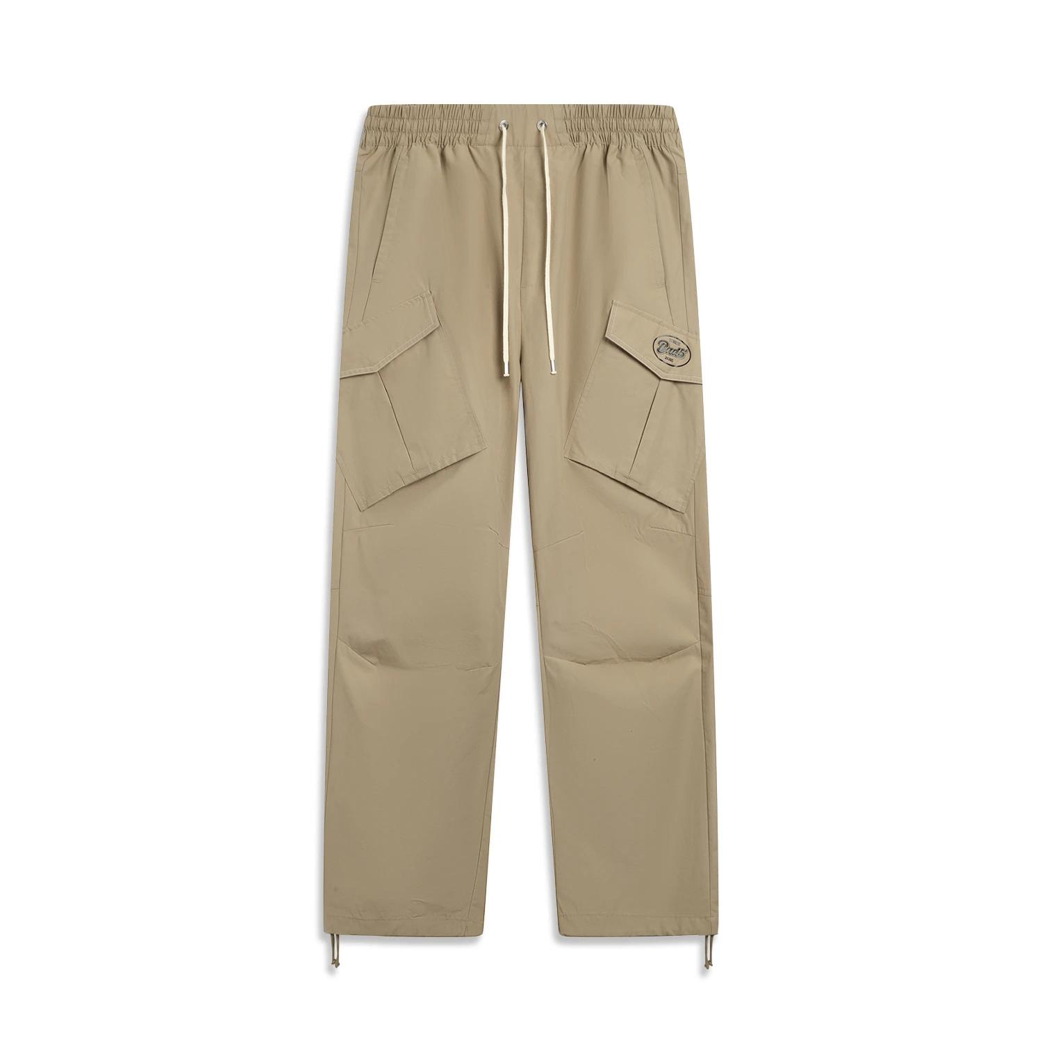 

Li Ning Basketball Series Bad Five Solid Color Soft Mid Waist Drawstring Breathable Versatile Straight Leg Casual Pants Men bottoms AKXV067-1 L