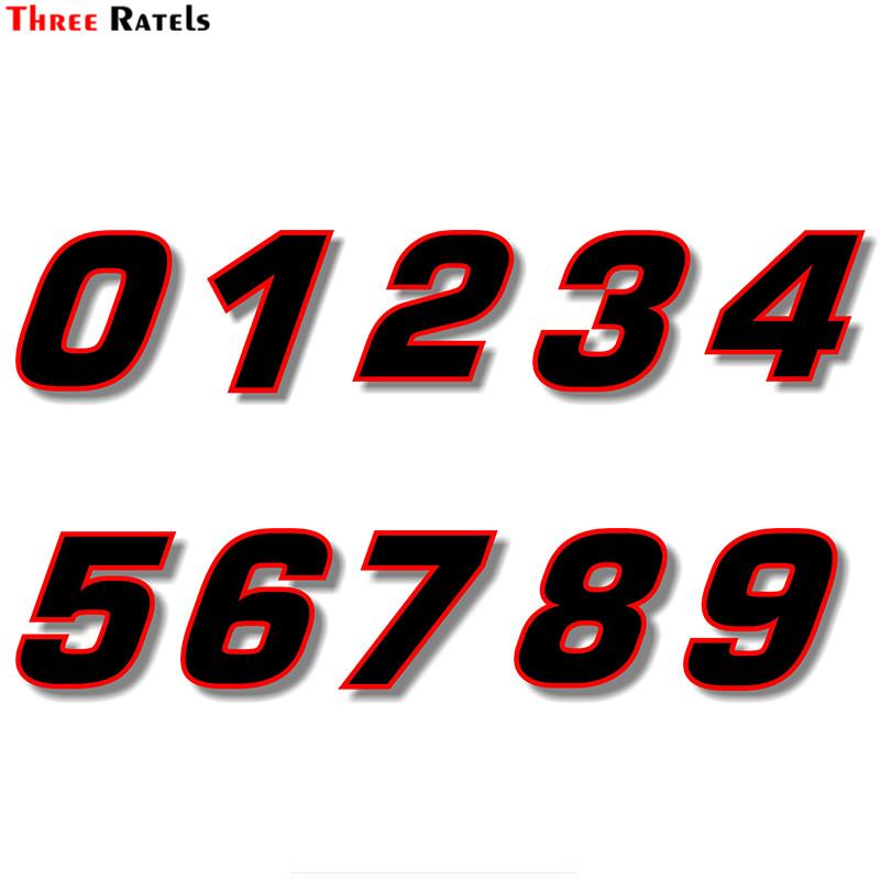 Red 4.3 Racing Number Buy Three Ratels FTC-717# Vinyl Sticker Decal Black (Red Outline) Quare ...