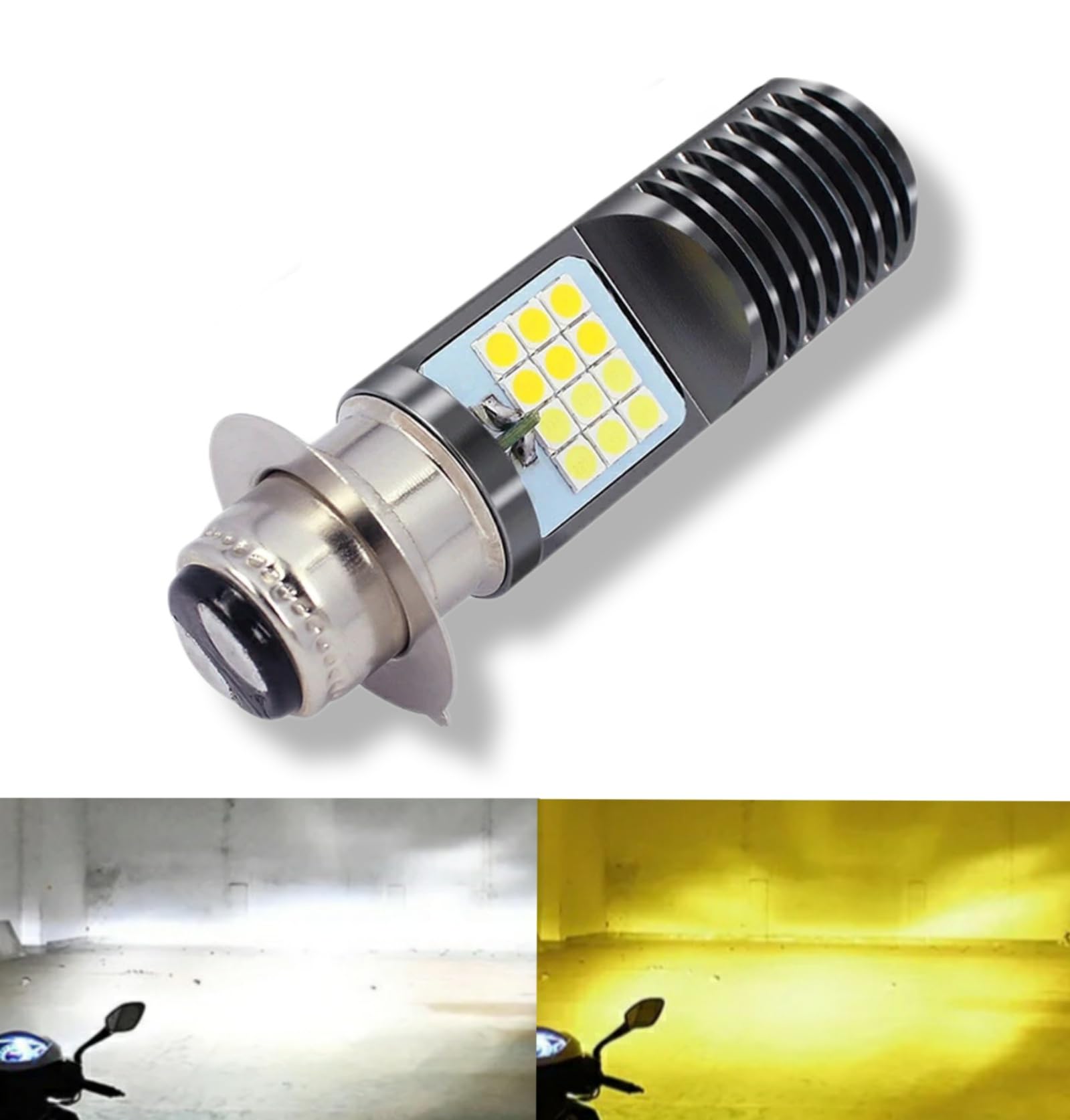 

Super Bright PH7 Compatible LED Bulb, Headlight, For Motorcycles, 12 V, P15D, Hi/Lo, 2 жёлтый