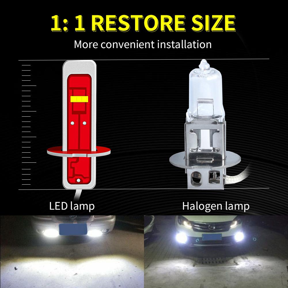 2PCS H3 White/Ice Bule Bulbs Lights 3000K/8500K Car Fog Lights DRL Daytime Running Driving Lamps LED Car Accessories No Error
