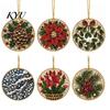 Acrylic Santa Hanging Ornaments 6 Pcs Christmas Pearl Art Ornaments, 2D Flat Holiday Tree Pendant, Decorations Effect Decoration for Home Wall