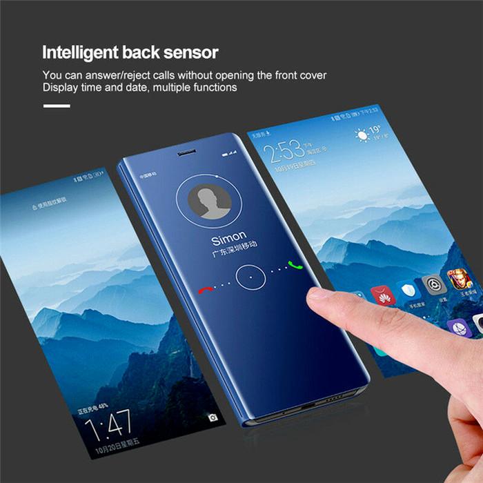 For Samsung Galaxy S8 S9 S10 E Lite S20 S21 S22 Plus S20fe S21fe Smart View Mirror Flip Lærveske For Note 5 8 9 10 20 Ultra