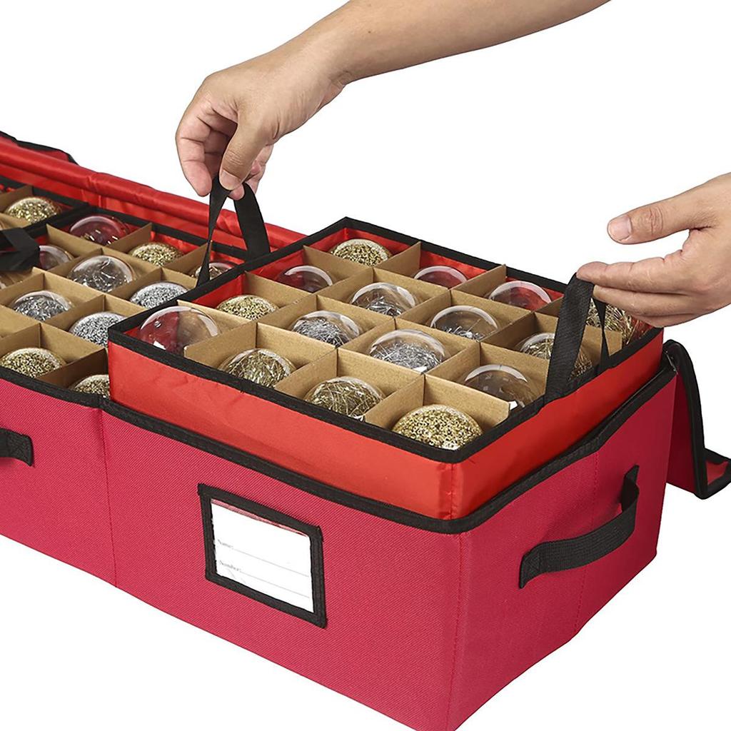 Foldable Oxford Cloth Storage Box with Detachable Compartments for Christmas Balls