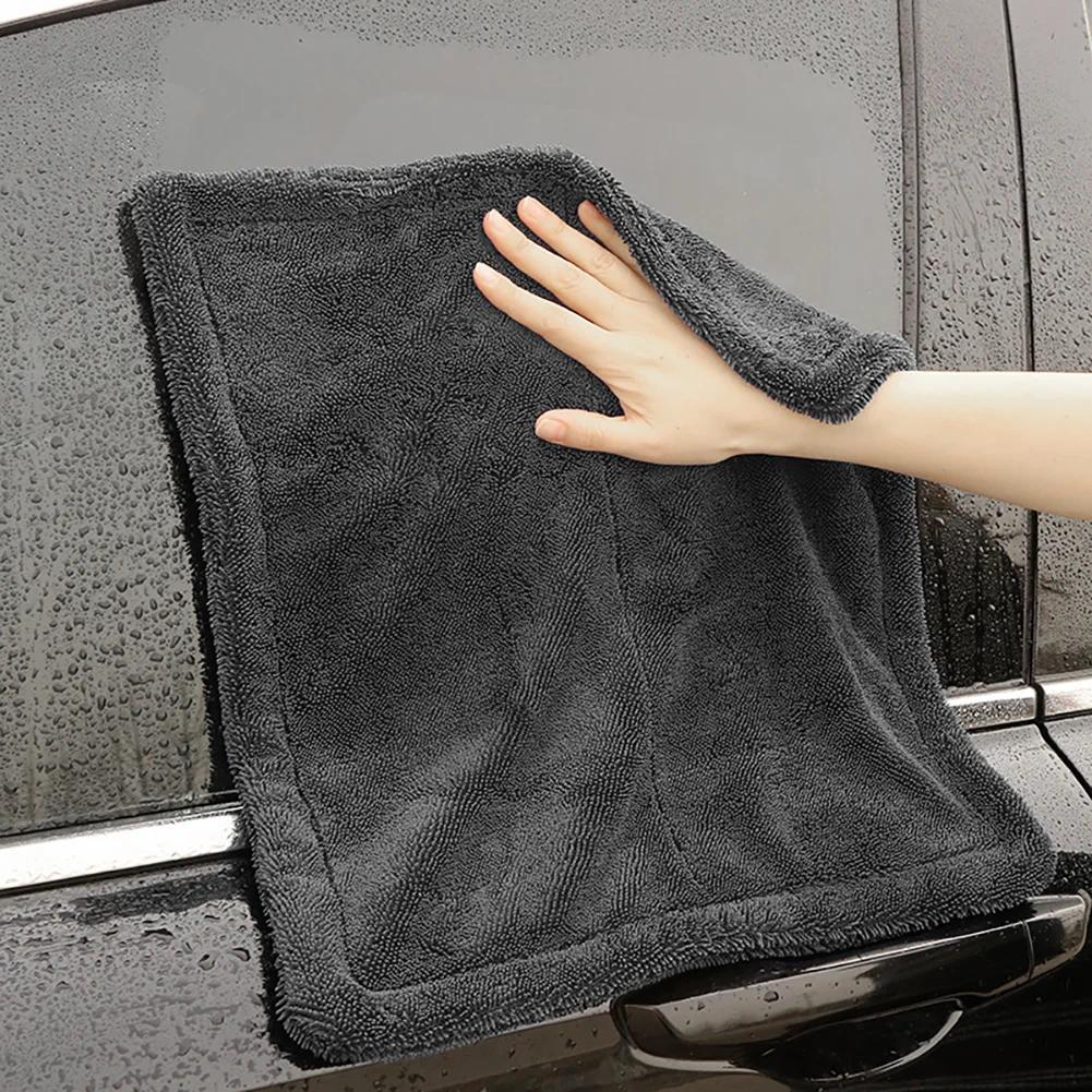 Serviette de lavage de voiture 1200 g/m² en microfibre double face ultra absorbante pour lavage de voiture, serviette de séchage et de nettoyage, accessoires de lavage