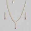 Estele Gold Plated Necklace Set with Austrian Crystals and Red Stones for Women