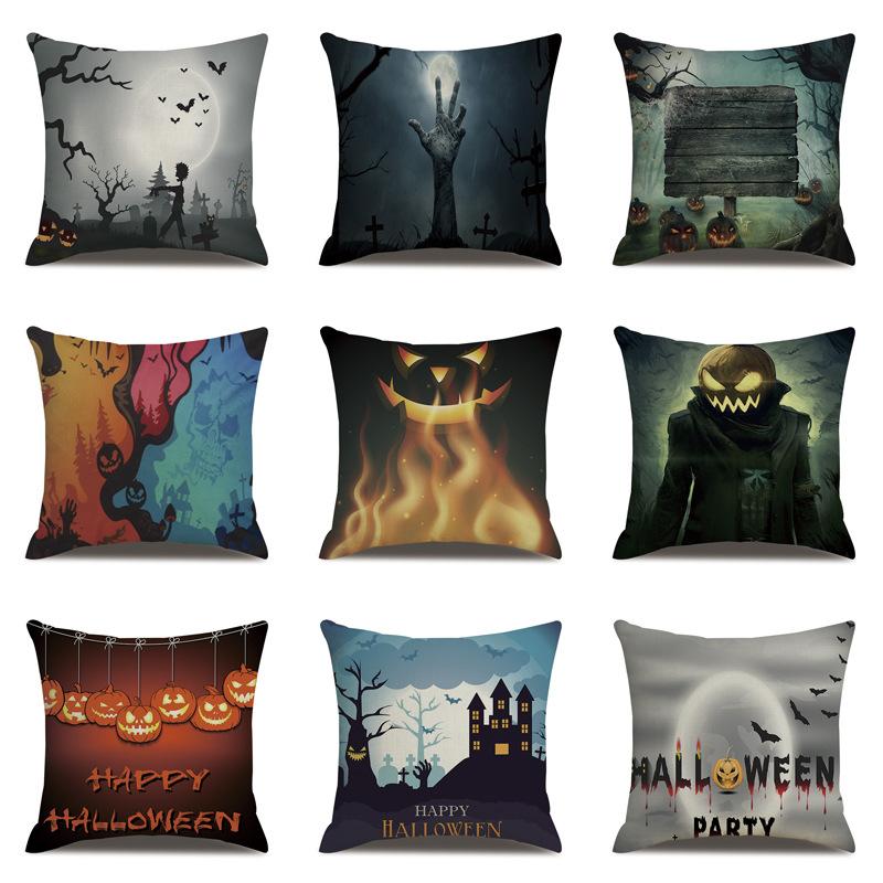 Halloweenský lněný povlak na polštář Tištěný povlak na polštář