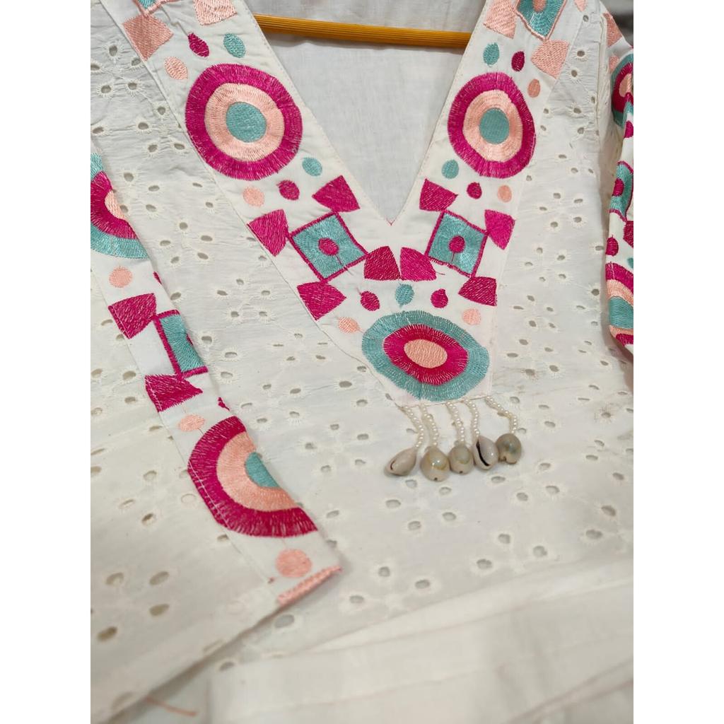 Beautiful Cotton Shiffley Kurta Pant Cord Set Indian Women Top Tunic Kurti Dress SC-2163