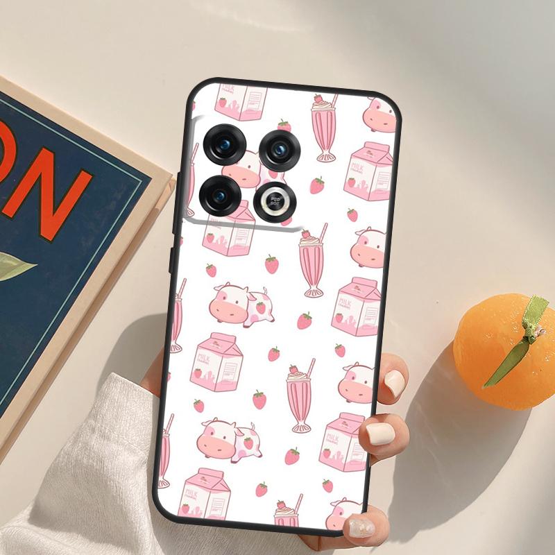 Kawaii Strawberry Milk Case For OnePlus 15 13 12 11 13R 12R 10T 8T 13T OnePlus Nord 5 CE 3 2 4 Lite N20 N30 Cover