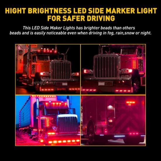 4X Red Lamp Light 6LED Truck Trailer Clearance Marker Side Lights 12V Waterproof