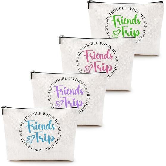 3Pcs Girls Trip Gifts Girls Weekend 2025 Makeup Bag Sisters Trip Gifts Favors Summer Gifts Cosmetic Bag Toiletry Bag Zipper Pouch Weekender Bags for
