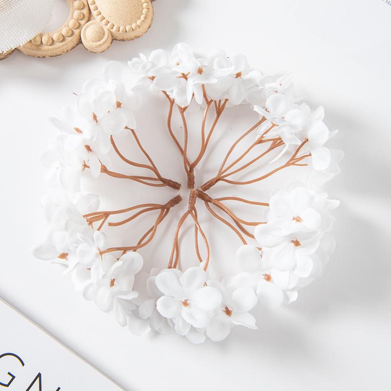 10PCS Silk Hydrangea Heads Artificial Flowers for Home Wedding Decor Candy Box Garlands Handmade Flower Arrangement Accessories