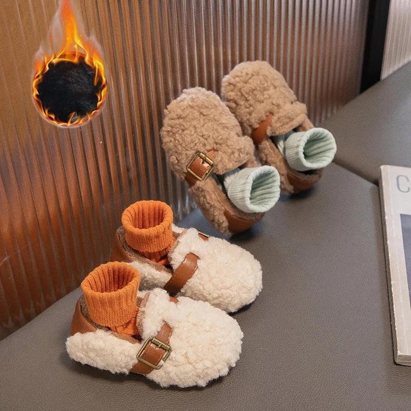Children's Plush Shoes Winter New Soft Sole Lightweight and Warm Baby Walking Shoes for Boys and Girls Cotton Shoes  Boys
