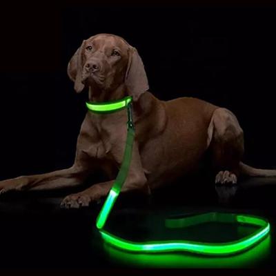 LED ışık Up köpek tasma aydınlık halat kurşun tasma köpek güvenliği için yanıp sönen parlayan köpek tasması koşum elektronik evcil hayvan aksesuarları