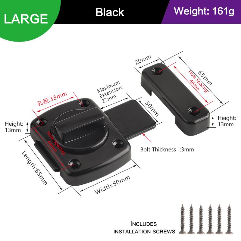 Metal Swivel Bolt Latches With Rotate Latch Bolt, Sliding Door Security Latch Features Left And Right Knob For Patio Barn And Sc