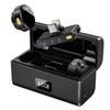 Round Wireless Dual-Channel Lavalier Microphone with Noise Reduction and Charging Case for Outdoor Recording.