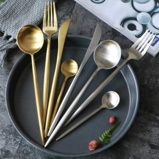 Minky Cutlery Cutlery Set Gold Stylish Tableware Stainless Steel Dinner Cutlery Set Knife Spoon Fork Set Steak Knife Table Knife Dessert Spoon Pasta
