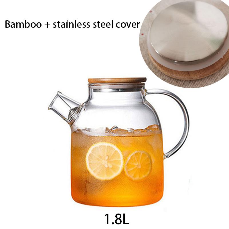 YWDL 1L/1.8L Set Teiera in Vetro Borosilicato Teiere Trasparenti con Tazza Filtro Rimovibile Beccuccio Articoli per Bevande per Tè Fiorito a Foglie Sfuse