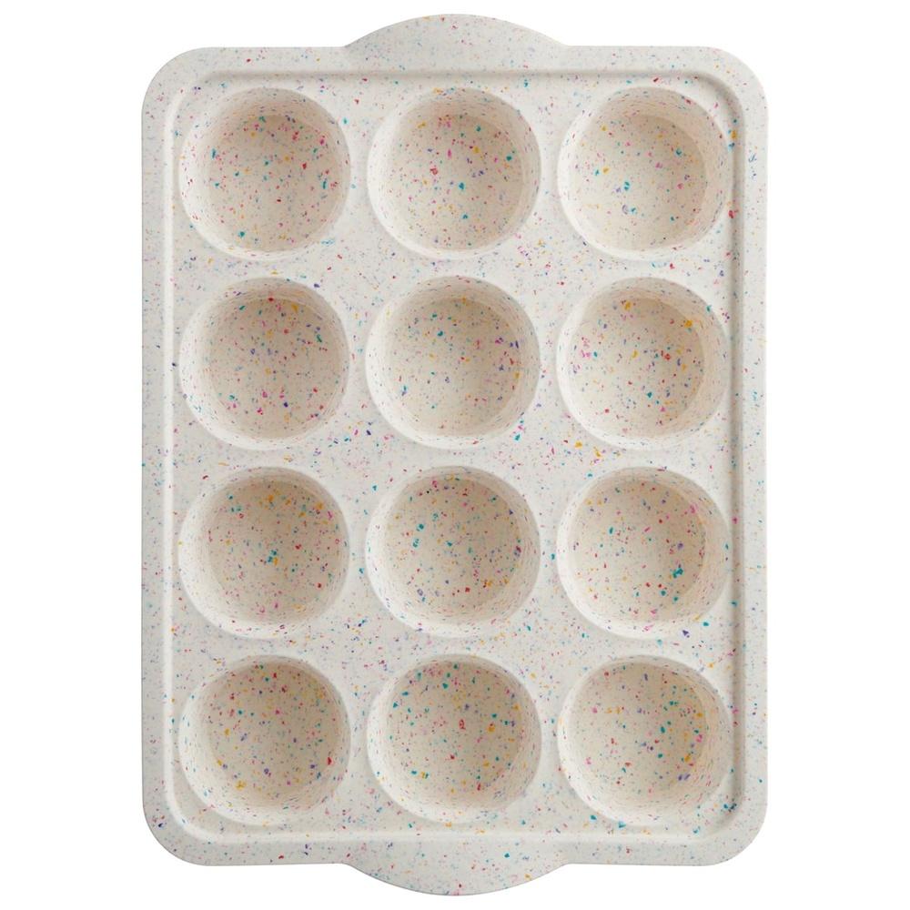 Silicone Muffin Pan 12 Count Nonstick Multicolor Dishwasher Safe Oven Microwave Freezer Safe Easy Release Baking Tray