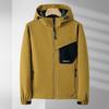 Outdoor Single-layer Soft Shell Men's Autumn and Winter Warm Waterproof Windproof Pile Hooded Hiking Coat