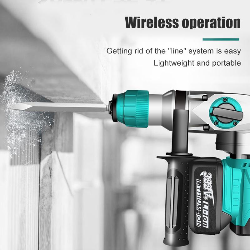 2000w 3 in 1 Cordless Brushless Electric Rotary Hammer Drill + Electric Rotary Hammer Drill for 18V Battery