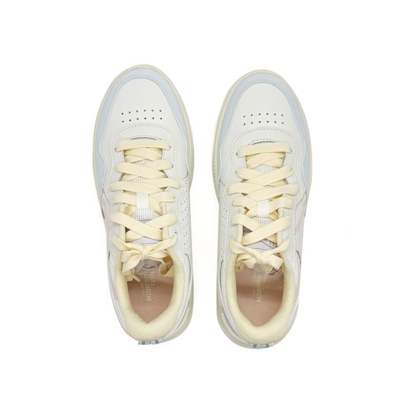 Li Ning Common 80s Classic Fashion Retro Versatile Thick Sole Comfortable Non-Slip Wear-Resistant Low-Top Skate Shoes Women Sneaker AGCV208-1