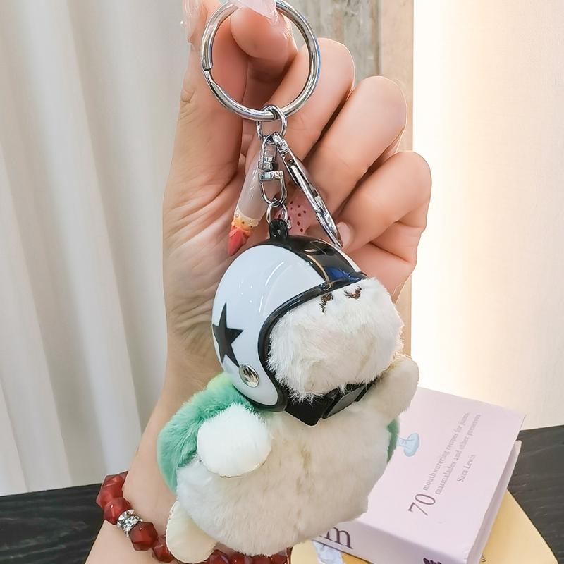 1Pcs Animal Ornament Car Exquisite Decoration Helmet Sea Turtle Keychain Purse Bag Charm Plush Pendant Keyholder