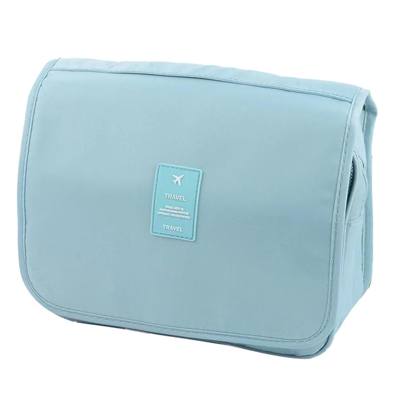 

Twill Texture Hanging Hook Toiletry Bag Oxford Cloth Travel Organizer Waterproof Large Toiletries Cosmetics Bag Blue