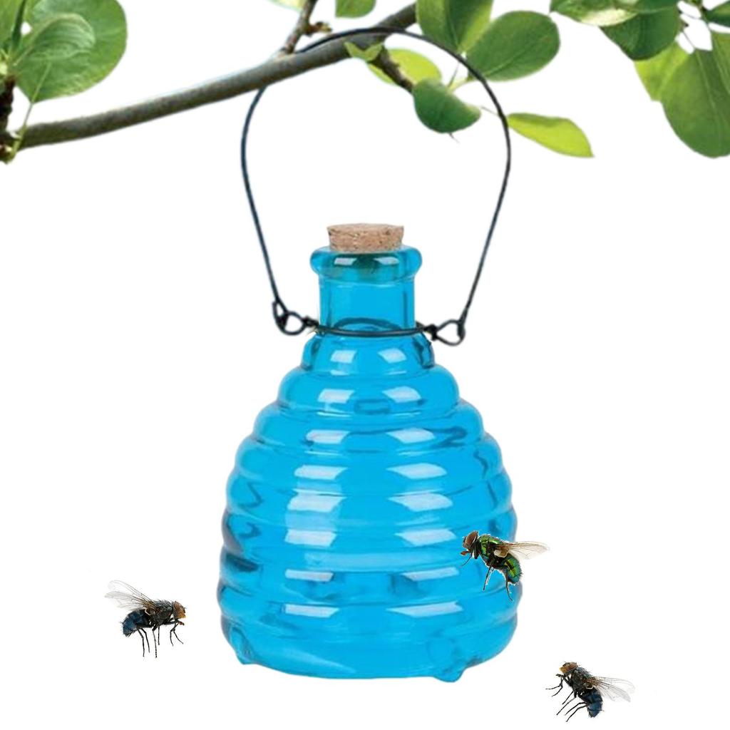 Glass Wasp Trap Small Hanging Honey Jar Hangable Reusable Catcher Garden Fruit Fly Catcher for Outdoor Garden Home Farm