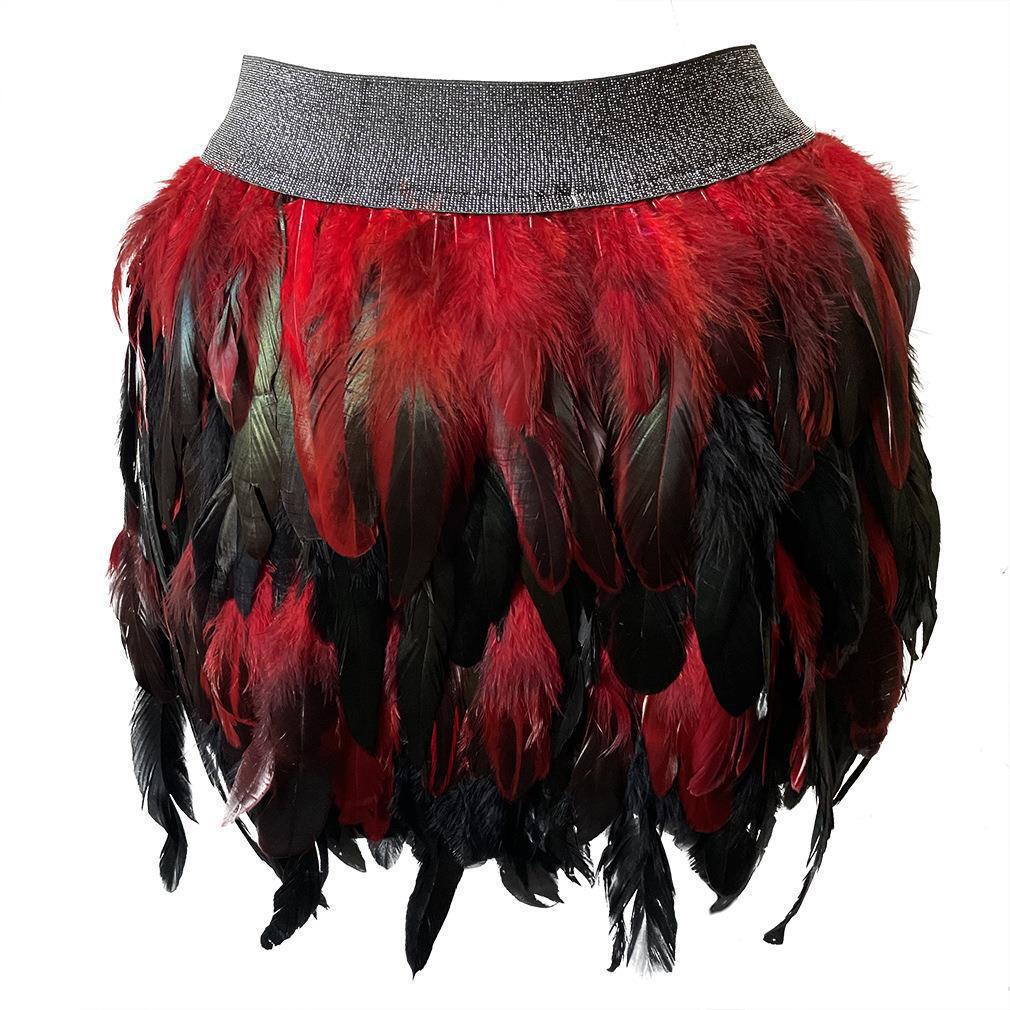 Hot Selling Festival Party Multicolor Feather Skirt Ball Gown