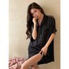 Ice Silk Sexy Cardigan Nightgown Summer Thin Boyfriend High-end Loungewear Shirt Pajamas New Pure Desire Lapel