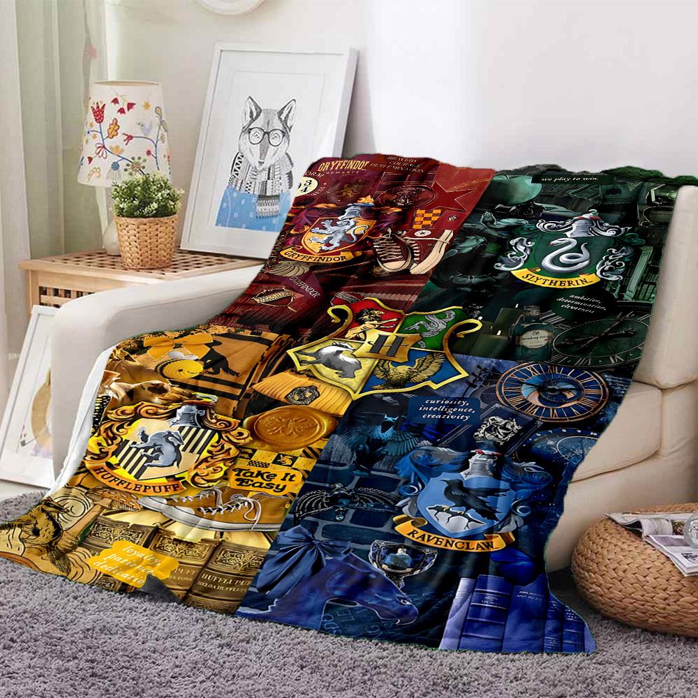 

1 шт. Фланелевое покрывало Гарри Поттер - HD-печать, легкое, мягкое, теплое, всесезонное покрывало для дивана, кровати, путешествий, кемпинга 053 130cmx150cm