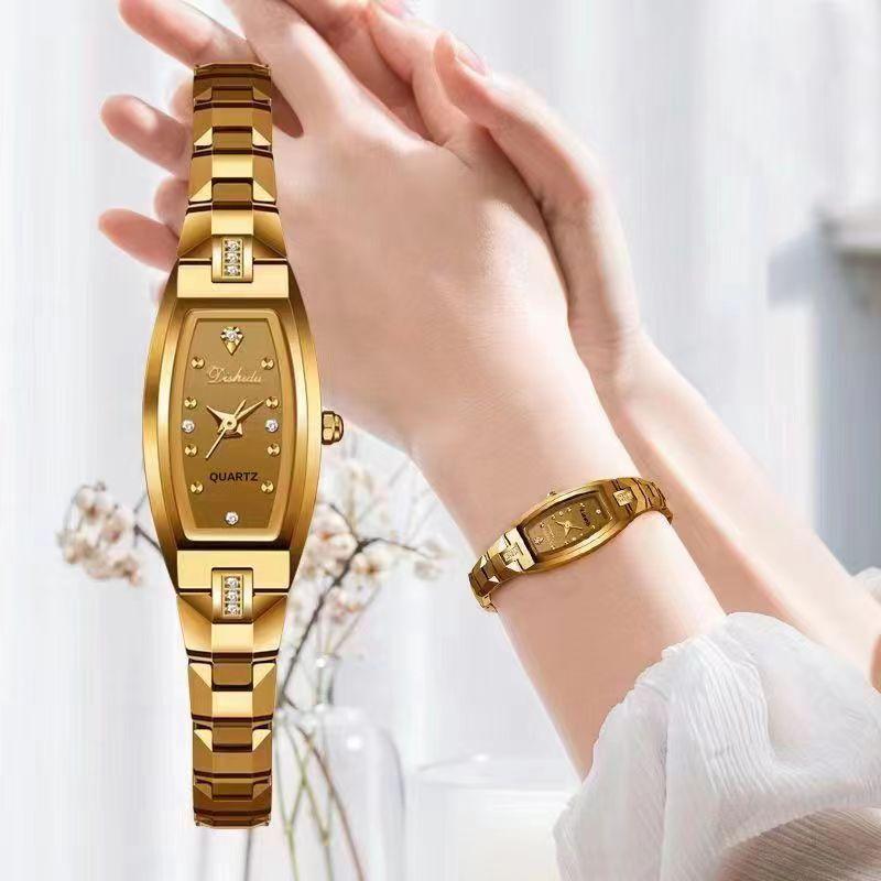 Bracelet Model, Women's Oval Watch, Women's Waterproof Tungsten Steel Color, Compact Temperament