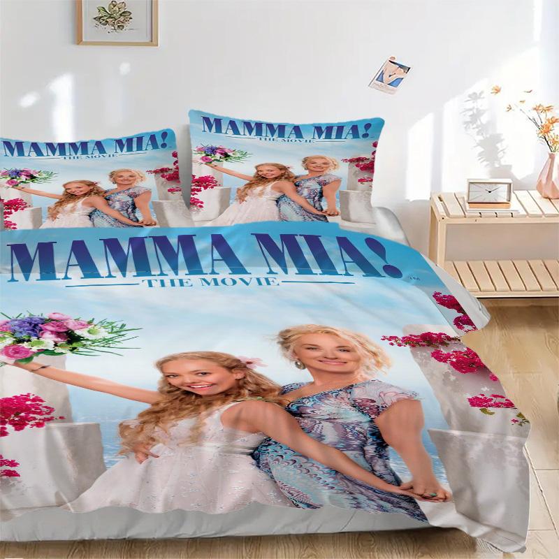 Set Biancheria da Letto Mamma Mia 3 Pezzi Stampa HD Copripiumino Federe per Adolescenti Adulti Decorazione Camera da Letto Regalo di Natale