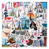 55 Waterproof Romantic Paris Stickers for Laptops, Suitcases, Phones, and Skateboards - Perfect for Travel and City Decor