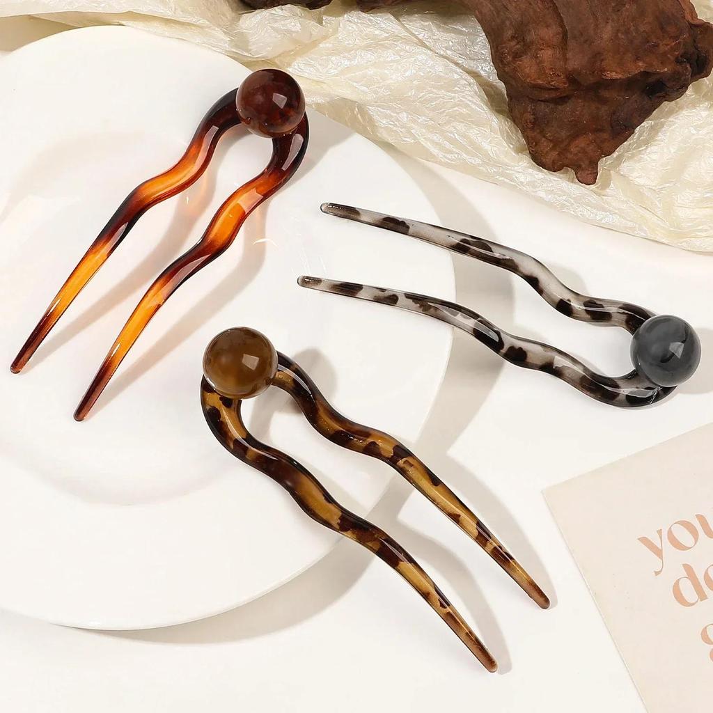 U-förmige Essigsäure-Haarnadel Einfache Perlen Haarstab Frauen Mädchen Farbige U-förmige Unregelmäßige Haarnadel Schmuck Styling Accessoires