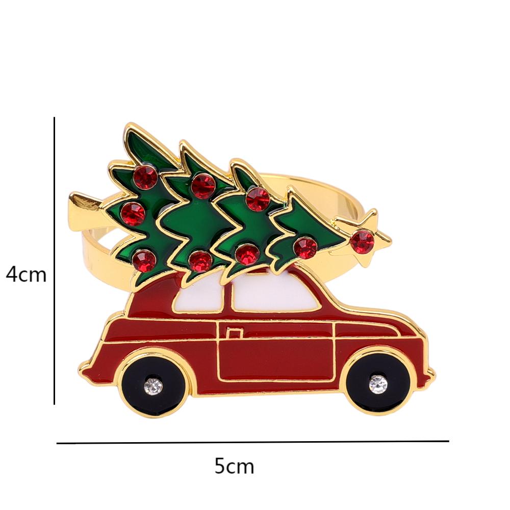 Christmas Napkin Ring Holders Metal Xmas Tree Elk Napkin Buckle Home Christmas New Year Party Dinner Table Decoration Supplies