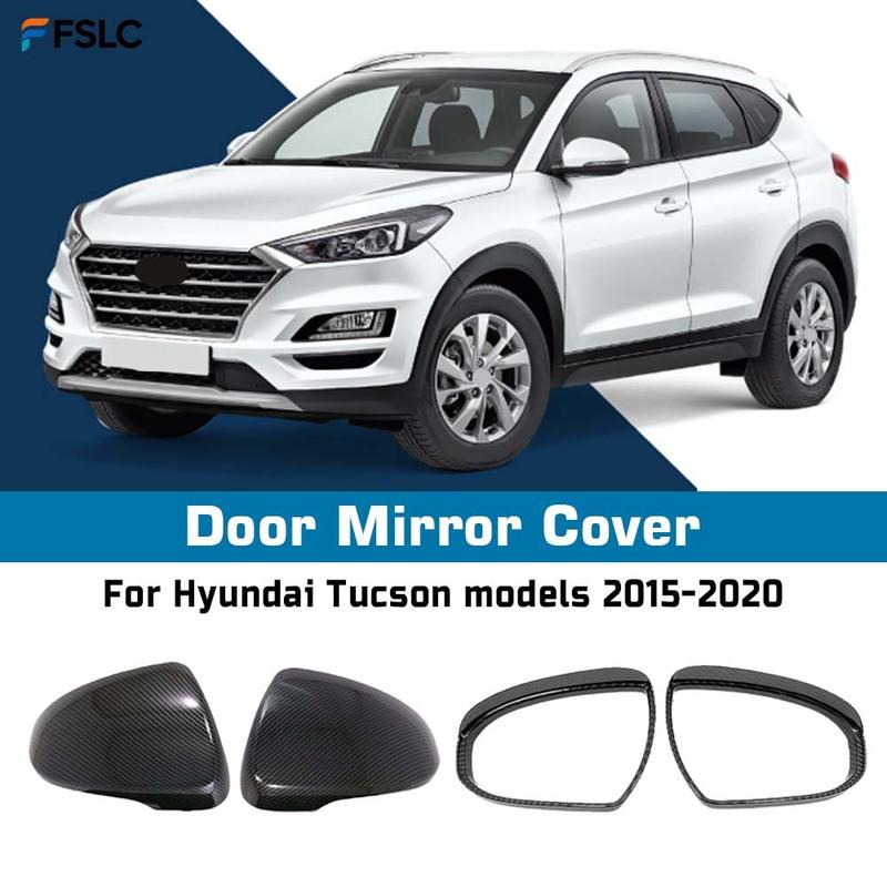 Door Mirror Cover for Hyundai Tucson Models 2015- Carbon Fiber Car Rearview Accessories Rain Eyebrow Styling