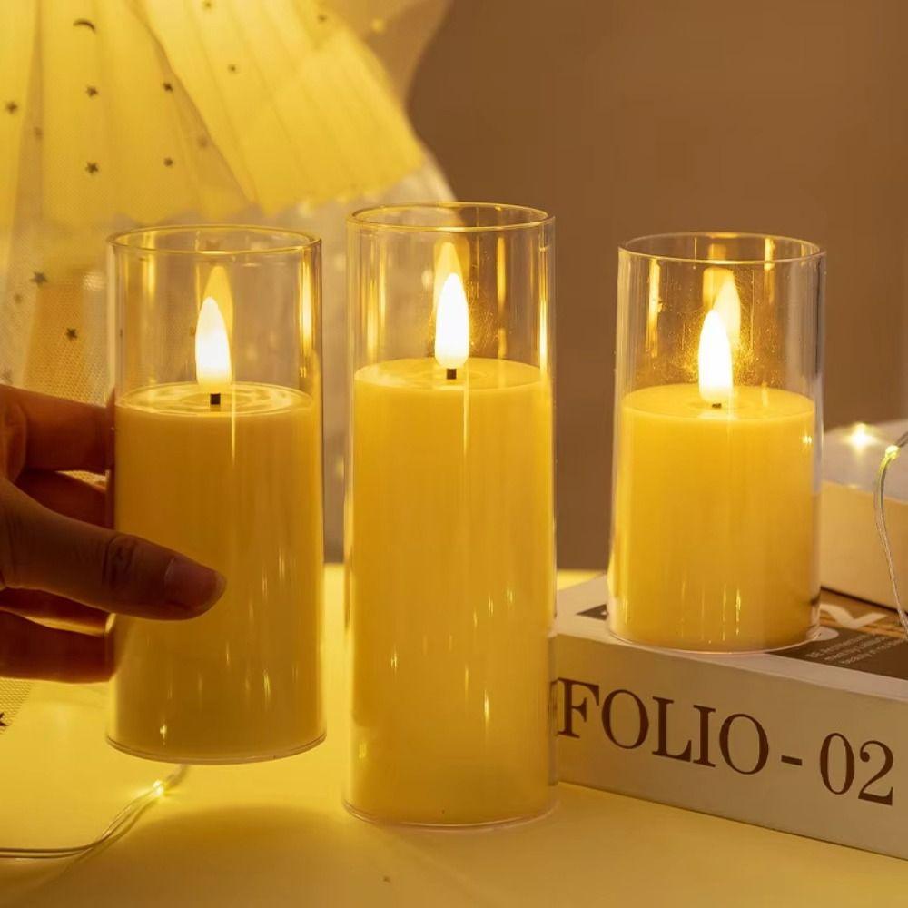 Realistic Flickering Electronic Candles Rechargeable Atmosphere Night Lamp  Restaurant Lighting