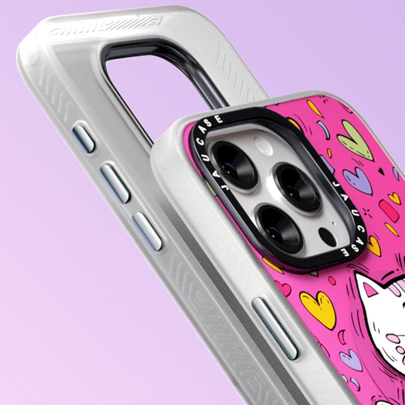 JAUCASE For iPhone 15 Pro Case Compatible with MagSafe PC+TPU Phone Cover Cartoon Cat