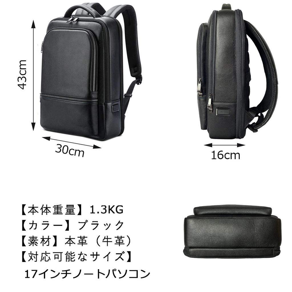 Ariga Men's Genuine Leather Backpack, Fits 17-inch Laptop, A4 Size, Large Capacity, Multifunctional, Popular Business Backpack for Commuting,