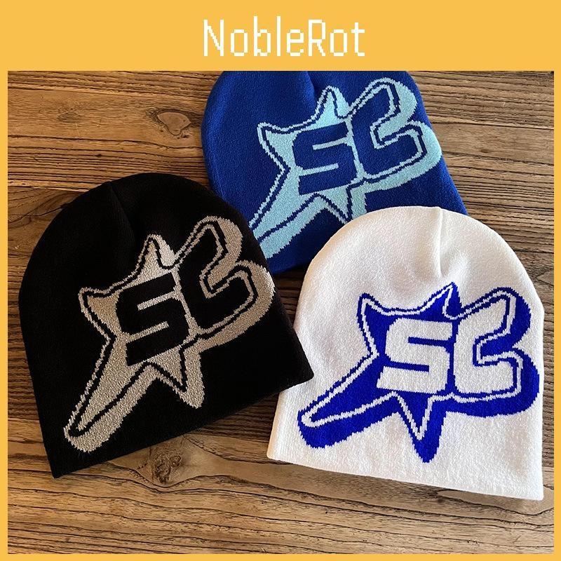 Pattern Sc Alphabet Acrylic Beanie Knit Hat Unisex Warm Hat For Outdoor Use