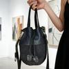 Original Design Bucket Bags for Women Soft Calfskin Wax Rope Braided Patchwork Handbag Fashion Drawstring Closure Crossbody Bag