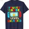 4th Grade Level Unlocked Funny Gamer Boys Back To School T Shirt Vintage Fashion Comfortable Unisex Graphic Streetwear