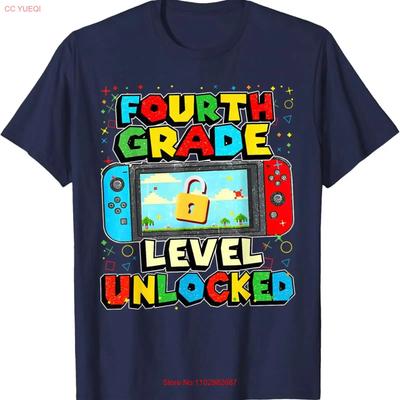 4th Grade Level Unlocked Funny Gamer Boys Back To School T Shirt Vintage Fashion Comfortable Unisex Graphic Streetwear